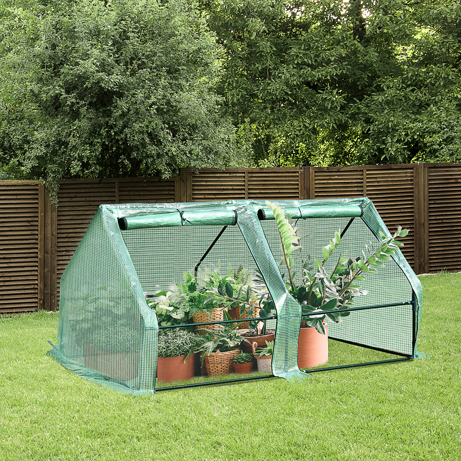 Outsunny Mini Greenhouse Garden Planter Zipper Doors Portable 180 x 90